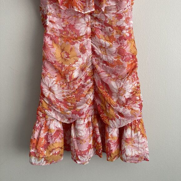 Fortunate One Womens Floral Print Ruched Off Shoulder Dress Pink Size Small - Picture 10 of 12
